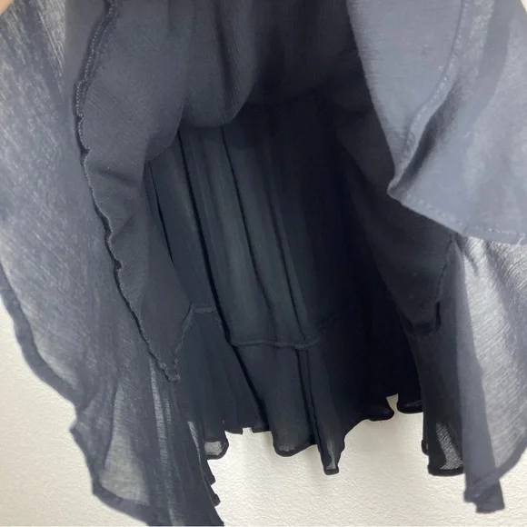 Free People Cascades Black Ruffle Tank Top XS Semi Sheer Flowy Top - Picture 10 of 14